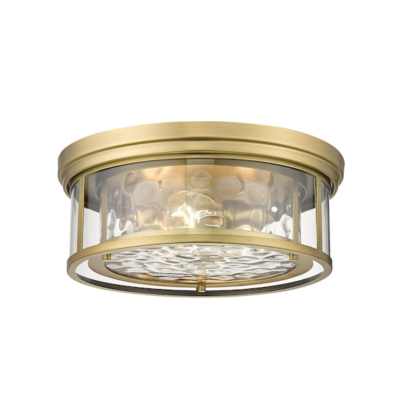 Z-Lite Clarion 3 Light Flush Mount, Rubbed Brass & Inner Clear Water & Outer Clear 493F3-RB - main